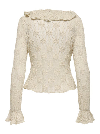 Bestseller / Damen-Tops / ONLPEARLINA LS RUFFLE LACE TOP WVN