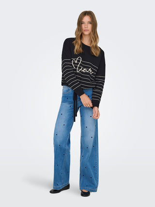 Bestseller / Damen-Strick / ONLSIGNE LIFE LS TEXT DETAI ONECK C