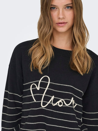 Bestseller / Damen-Strick / ONLSIGNE LIFE LS TEXT DETAI ONECK C
