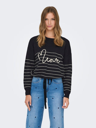 Bestseller / Damen-Strick / ONLSIGNE LIFE LS TEXT DETAI ONECK C