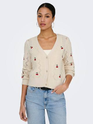 Bestseller / Damen-Strick / ONLBIRTIE LS EMB V-NECK CARDIGAN KN