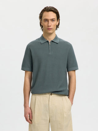 Bestseller / Herren-Strick / SLMCRAN SS KNIT STRUCTURE ZIP POLO