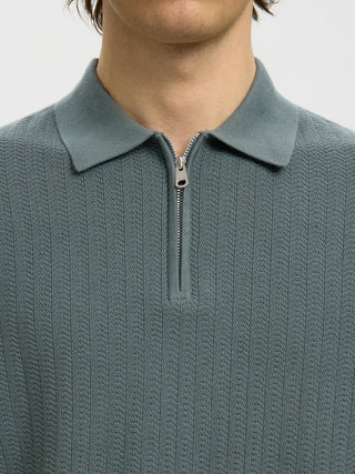 Bestseller / Herren-Strick / SLMCRAN SS KNIT STRUCTURE ZIP POLO