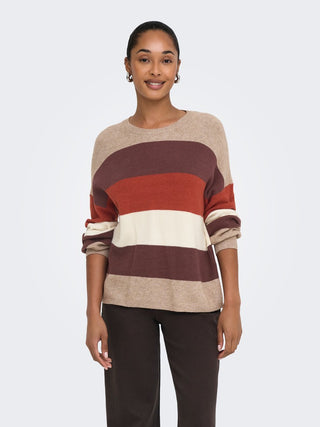 Bestseller / Damen-Strick / ONLATIA L/S STRIPE PULLOV KNT NOOS