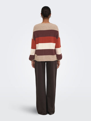 Bestseller / Damen-Strick / ONLATIA L/S STRIPE PULLOV KNT NOOS