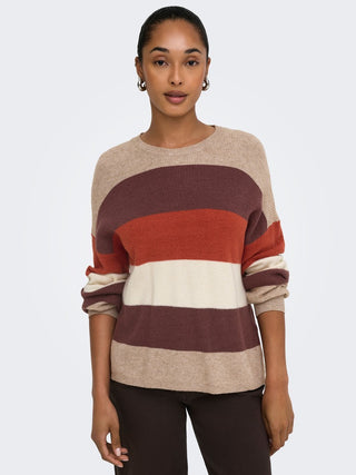 Bestseller / Damen-Strick / ONLATIA L/S STRIPE PULLOV KNT NOOS