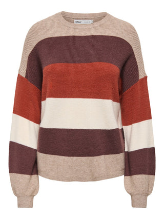 Bestseller / Damen-Strick / ONLATIA L/S STRIPE PULLOV KNT NOOS
