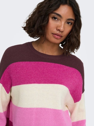 Bestseller / Damen-Strick / ONLATIA L/S STRIPE PULLOV KNT NOOS