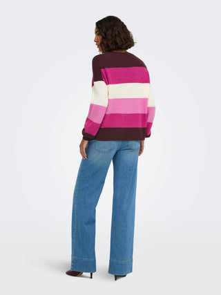 Bestseller / Damen-Strick / ONLATIA L/S STRIPE PULLOV KNT NOOS