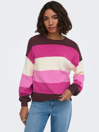 Bestseller / Damen-Strick / ONLATIA L/S STRIPE PULLOV KNT NOOS