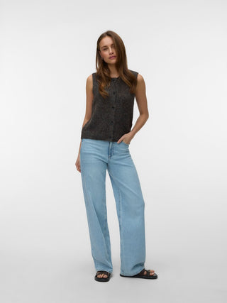 Bestseller / Damen-Strick / VMNOVAH SL O-NECK BUTTON VEST NOOS