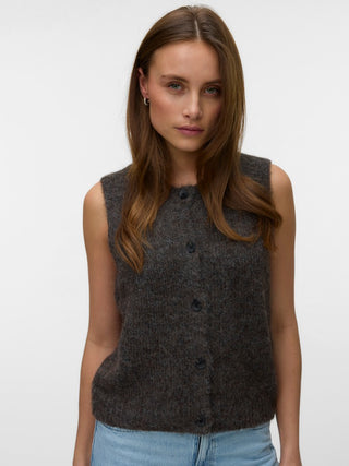 Bestseller / Damen-Strick / VMNOVAH SL O-NECK BUTTON VEST NOOS