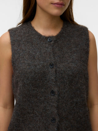 Bestseller / Damen-Strick / VMNOVAH SL O-NECK BUTTON VEST NOOS
