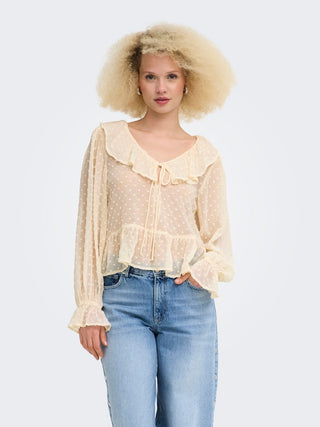 Bestseller / Damen-Bluse / ONLISLA LS FRILL DOBBY TOP WVN EX