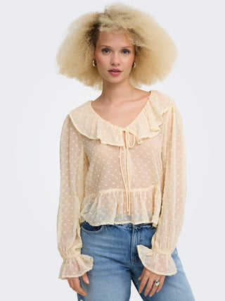 Bestseller / Damen-Bluse / ONLISLA LS FRILL DOBBY TOP WVN EX