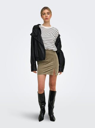 Bestseller / Damen-Rock / ONLFLORA HW CORD SHORT SLIT SKIRT P