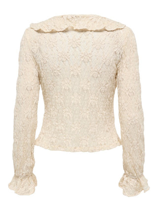Bestseller / Damen-Tops / ONLPEARLINA LS RUFFLE LACE TOP WVN