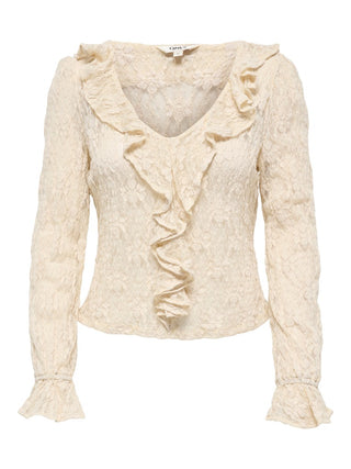 Bestseller / Damen-Tops / ONLPEARLINA LS RUFFLE LACE TOP WVN