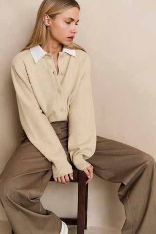 YAYA B.V / Damen-Strick / Cardigan mit Kragen