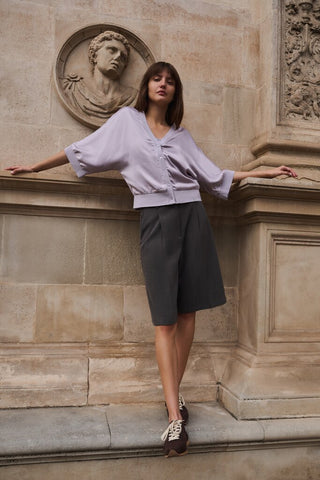 YAYA B.V / Damen-Shirt / Satin-Oberteil mit Rippung
